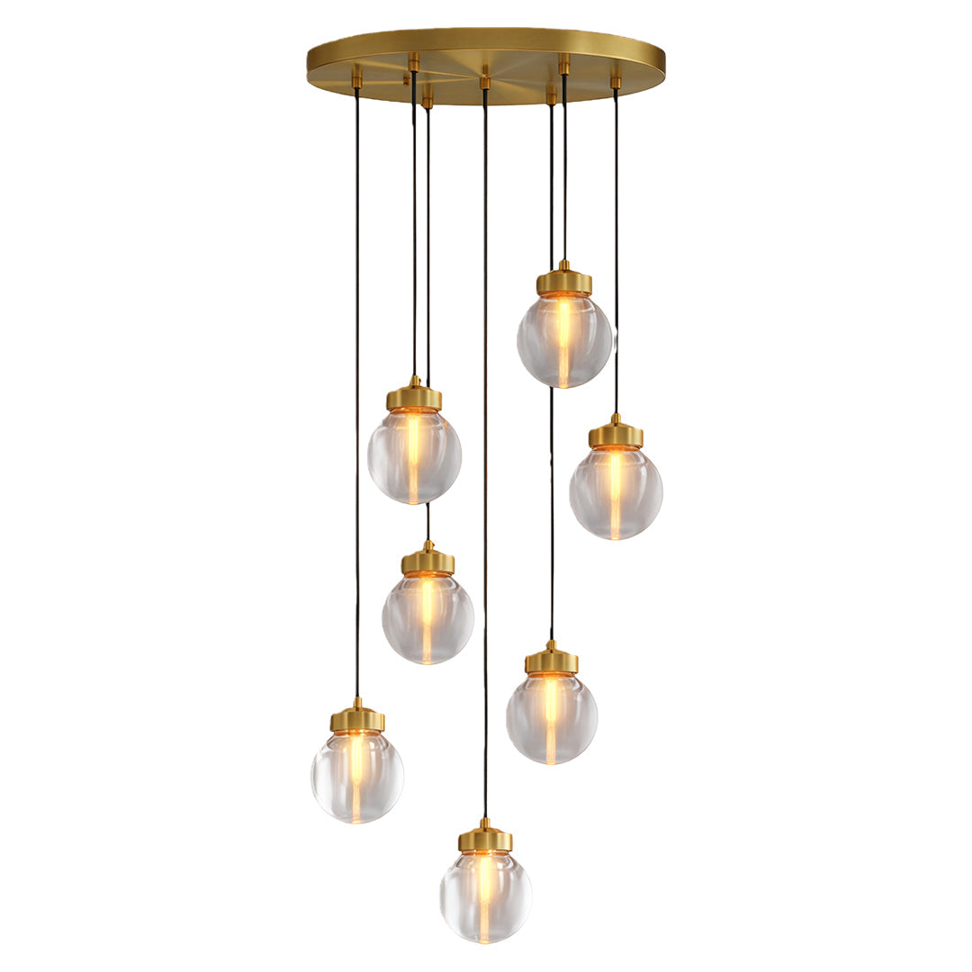 Luxury Copper Chandelier with Clear Glass Shades for Modern Interiors