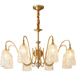 Solid Brass Vintage Chandelier with Clear Glass Shades for Dining Room and Living Room