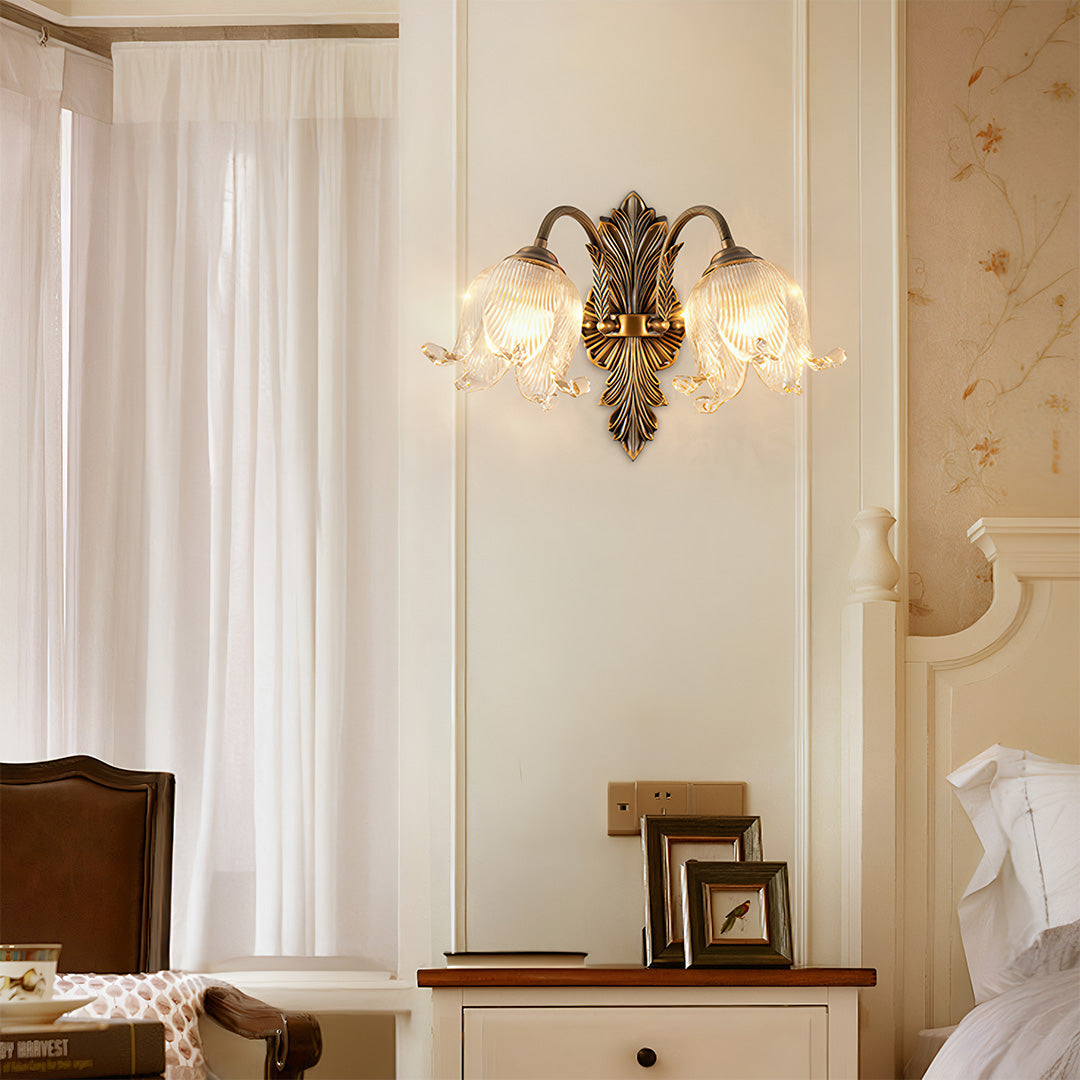 Artisan Brass Wall Sconce with Hand-Blown Glass Shade
