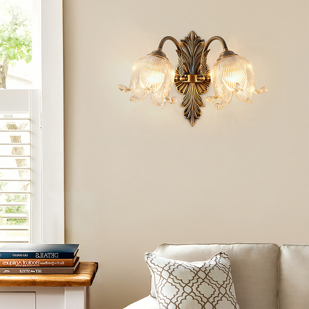 Artisan Brass Wall Sconce with Hand-Blown Glass Shade