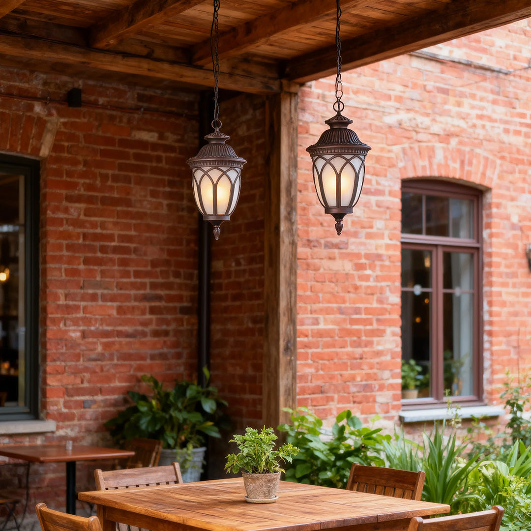 Outdoor Pendant Light with Adjustable Chain, IP44 Waterproof Lantern
