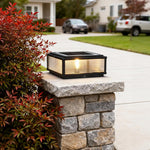 Square Ribbed Glass LED Pillar Light for Modern Outdoor Spaces