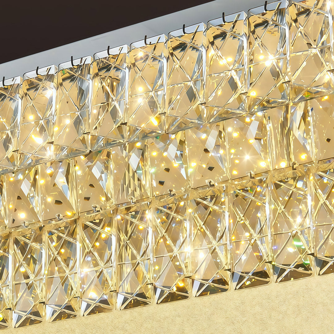 Crystal Flush Mount Ceiling Light with Chrome Frame and LED Illumination