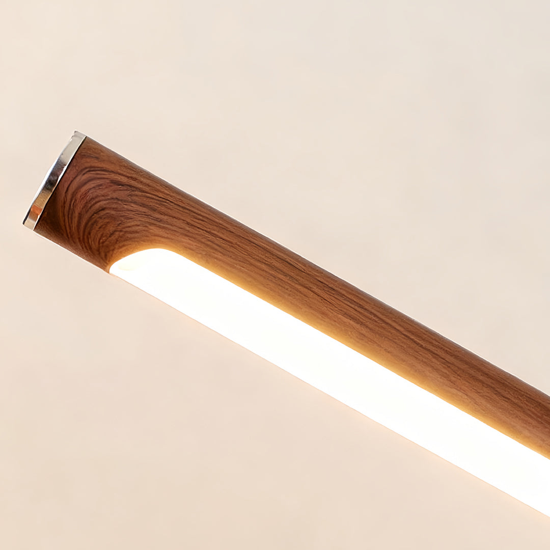 Swing Arm Wall Sconce in Silver Iron with Walnut Accents, Mid-Century Modern LED Reading Lamp