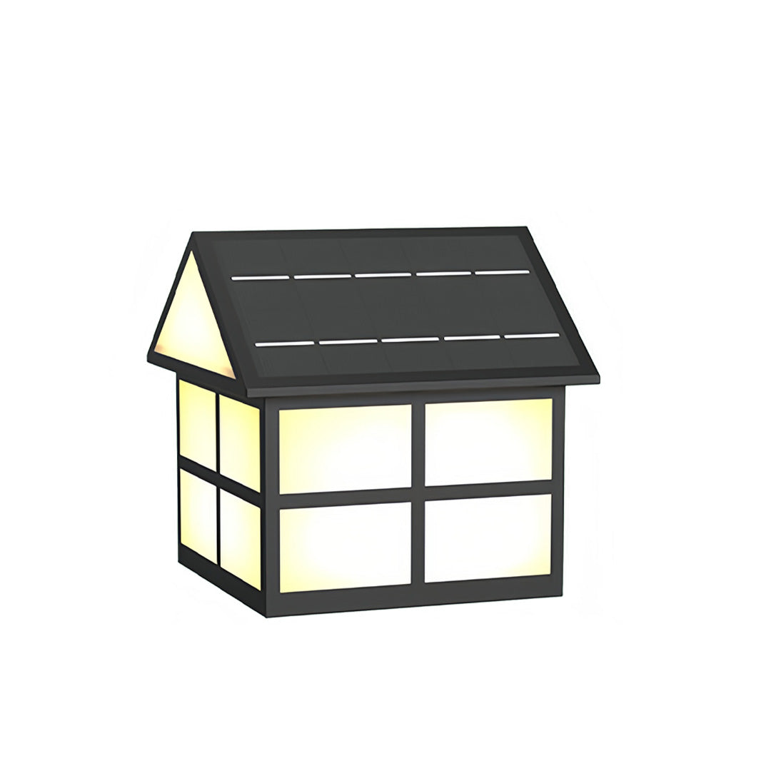 House-Shaped Outdoor Pillar Light in Black Stainless Steel