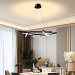 Modern Black Geometric LED Chandelier with Adjustable Hanging