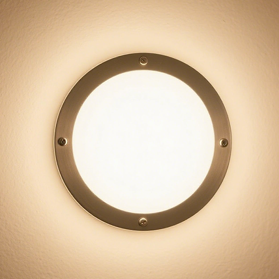 Round LED Outdoor Wall Sconce in Black Aluminum, IP65 Waterproof Minimalist Design