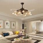Nordic Crystal Ceiling Fan with 12 Lights and Retractable Blades