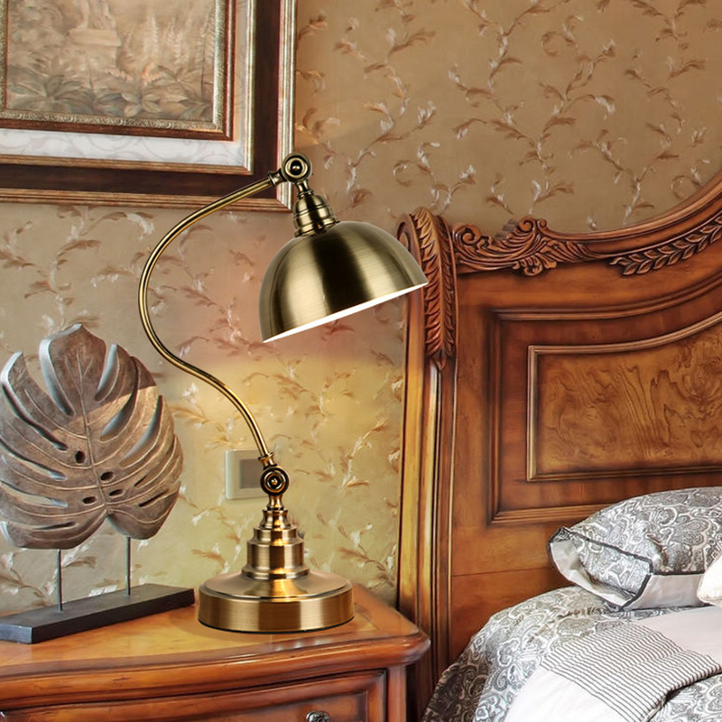 Sculptural Bronze Gooseneck Desk Lamp with Dimmable LED