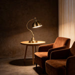 Sculptural Bronze Gooseneck Desk Lamp with Dimmable LED