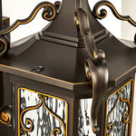 European Outdoor Wall Sconce with Gilded Aluminum Frame and Artisan Glass Shade