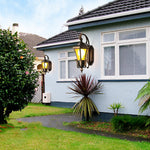 European Copper Outdoor Wall Sconce with Frosted Glass Shade