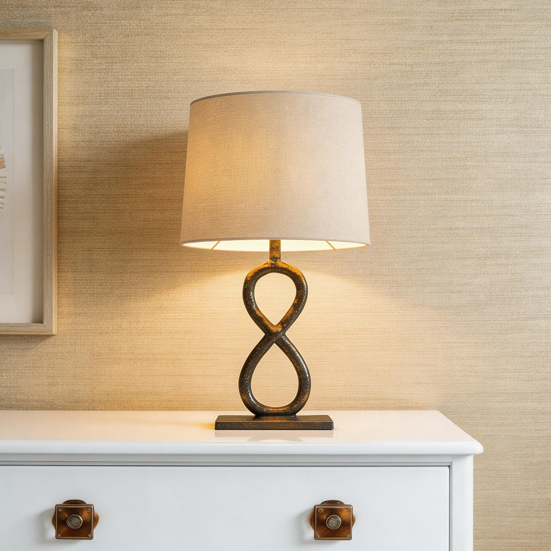 Bronze Table Lamp with Fabric Shade – European Luxury LED