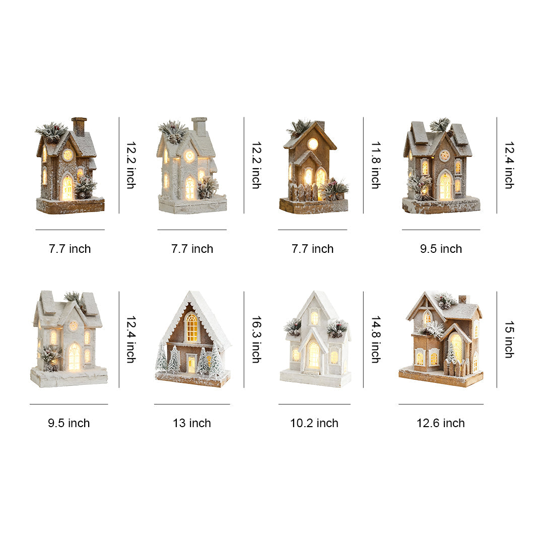 Nordic Wooden Christmas House Table Lamp with Warm LED Glow
