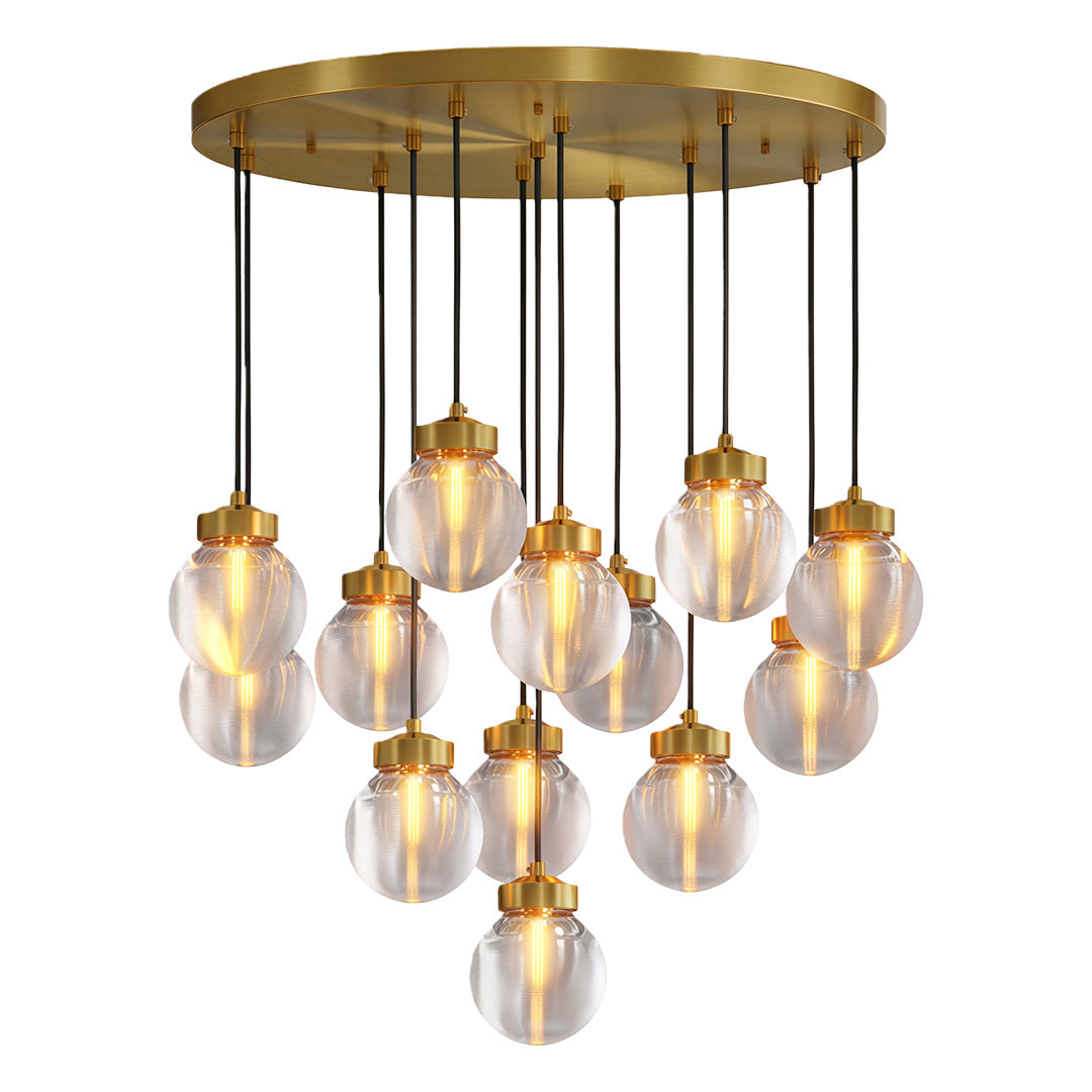 Luxury Copper Chandelier with Clear Glass Shades for Modern Interiors