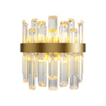 French Crystal Wall Sconce with Dual Light Heads in Copper, Nickel, or Black