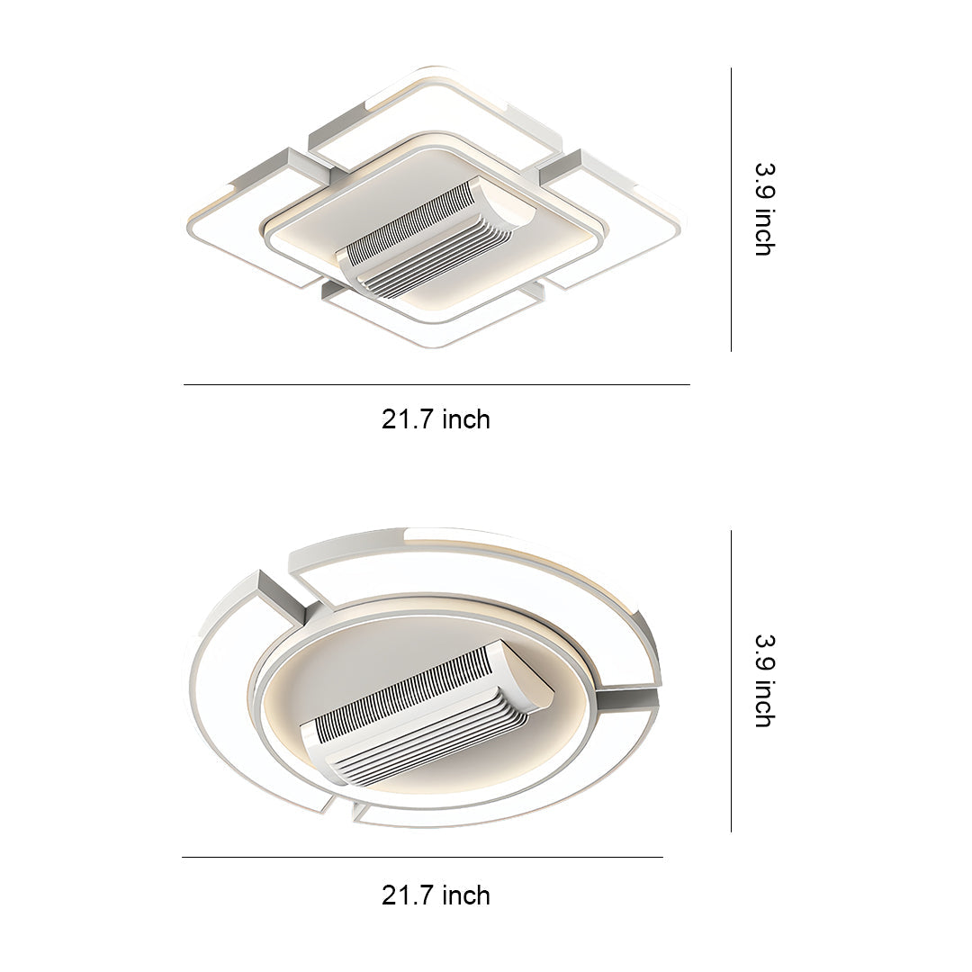 Bladeless Ceiling Fan with Full Spectrum LED Light – Modern Flush Mount