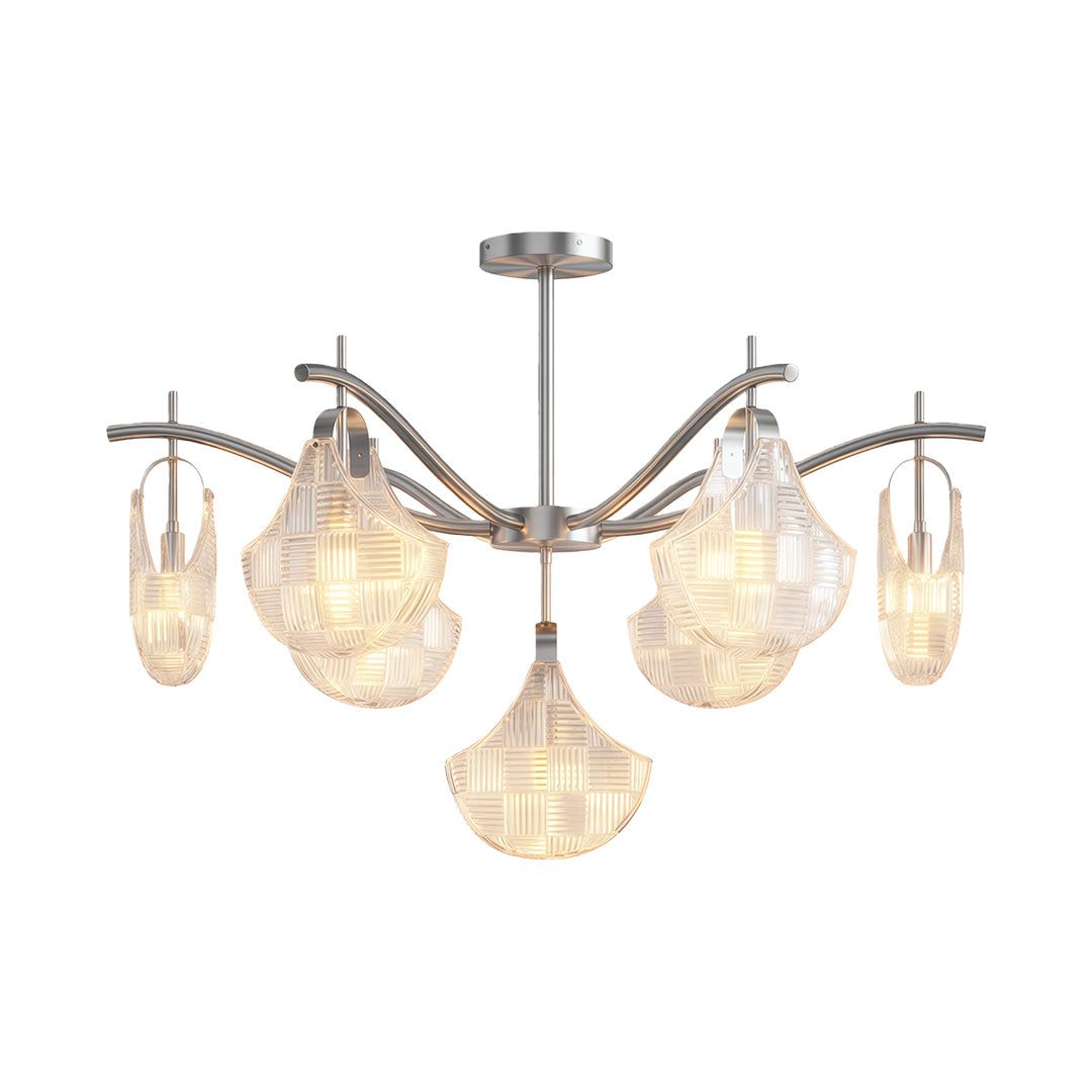Shell Chandelier Modern Luxury Ceiling Light in Copper, Nickel, or Black