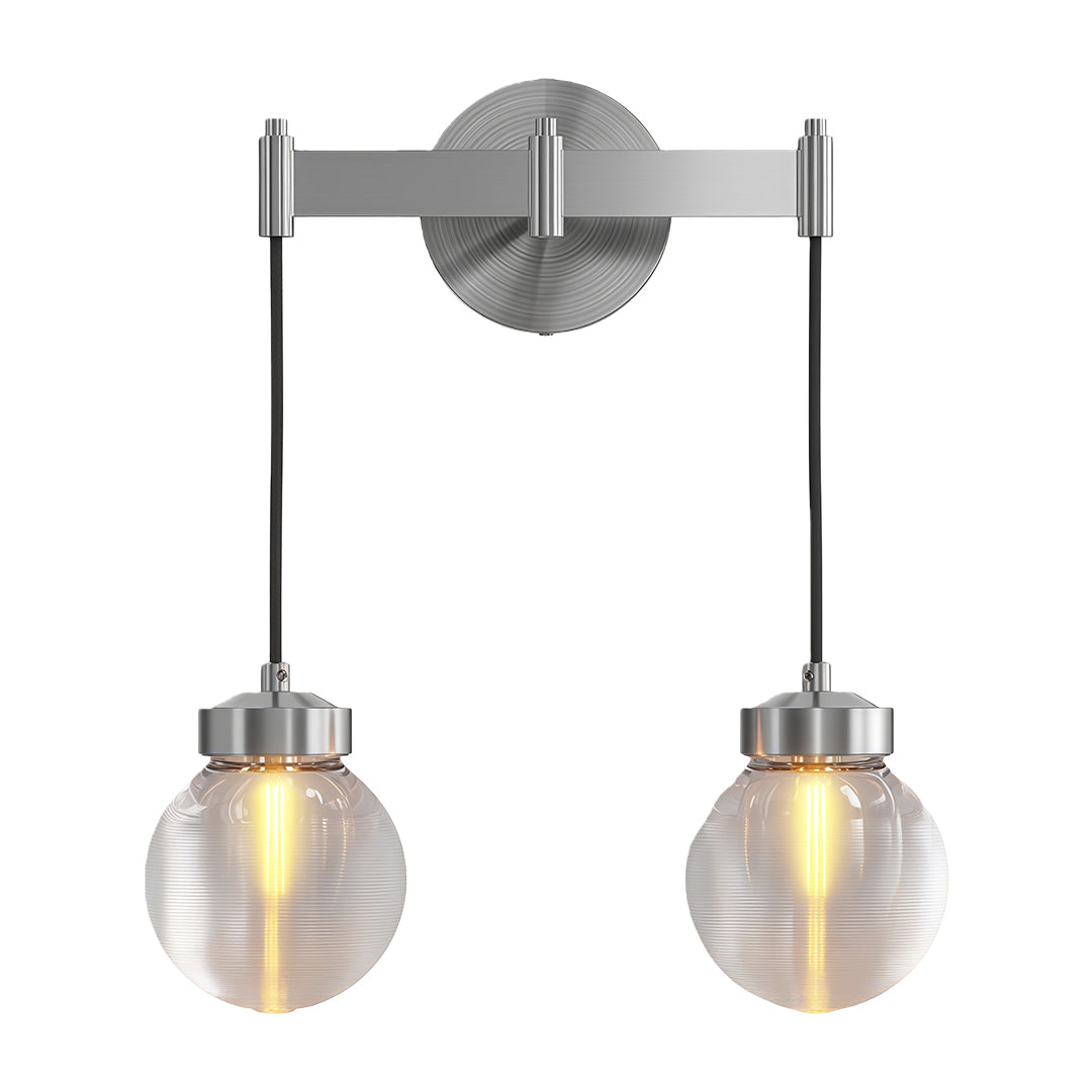Modern Wall Sconce with Clear Glass Shade in Copper, Chrome, or Black