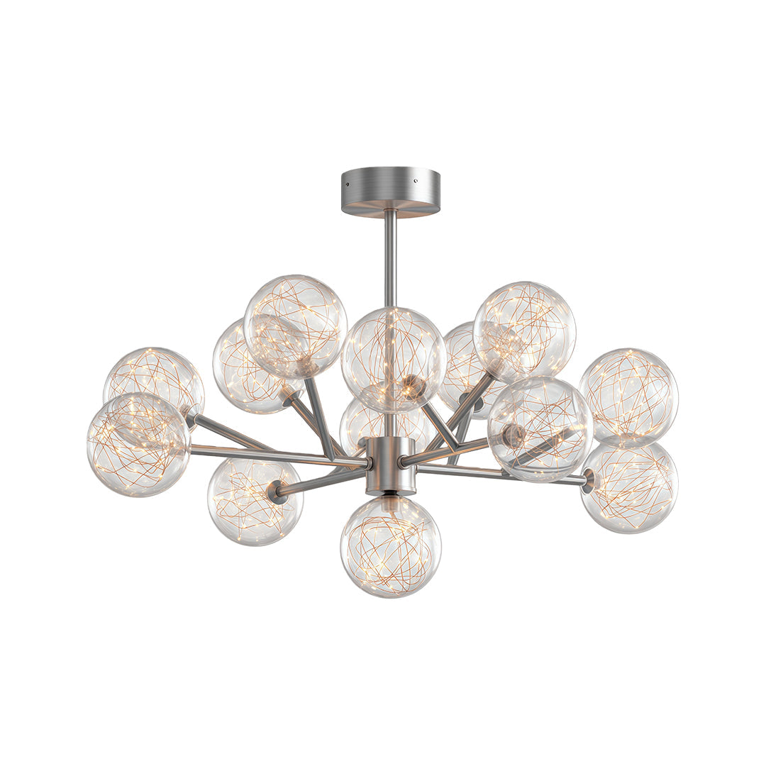 Celestial Glass Globe Chandelier – Modern Molecular LED Pendant for Dining and Living Spaces