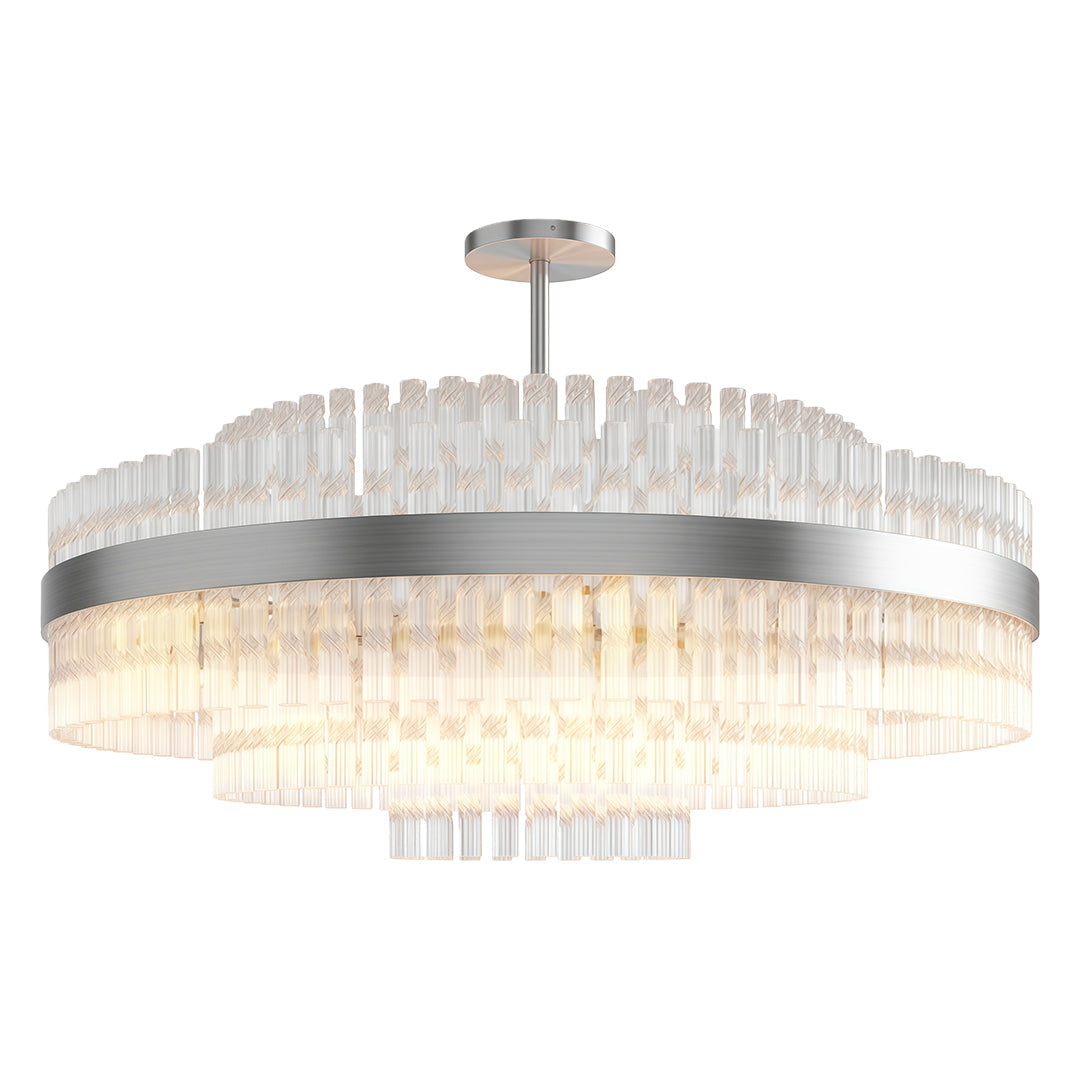 Full Copper Modern Chandelier with Clear Glass Shade for Dining Room and Living Room