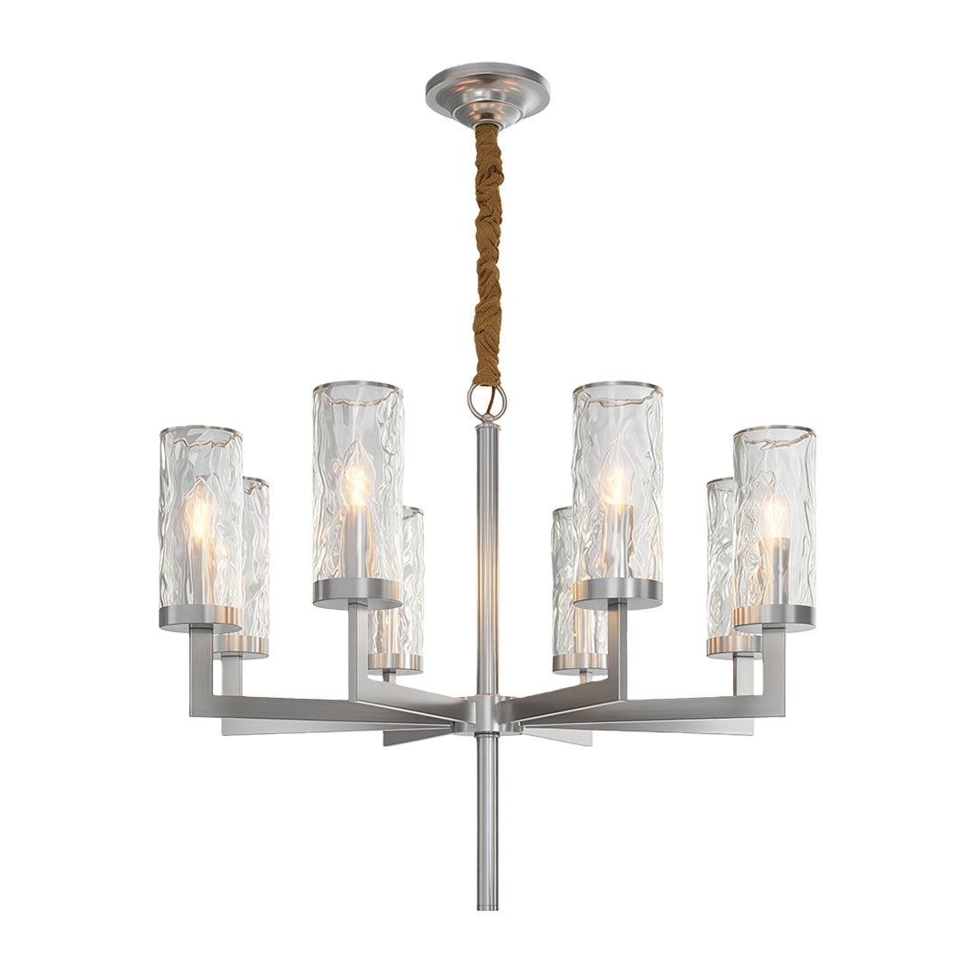 Modern Glass Island Chandelier with Copper Frame for Dining Room and Kitchen
