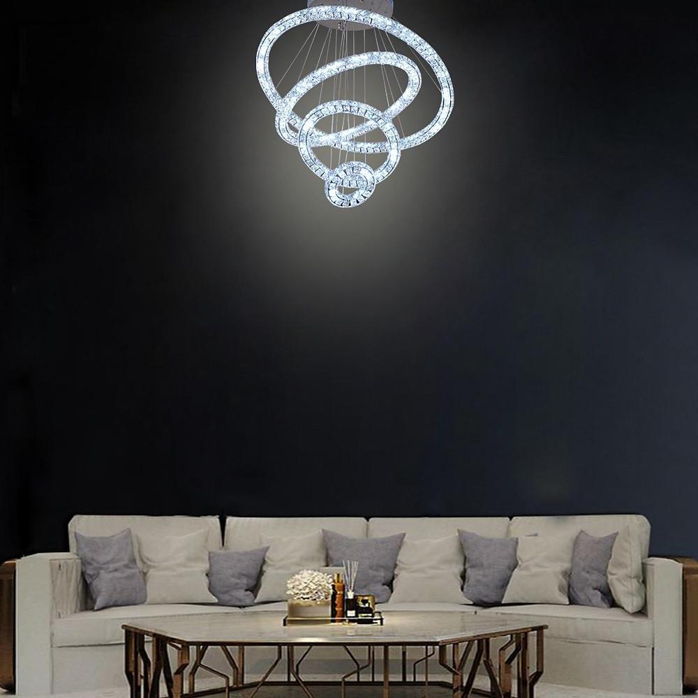 3 4 Light Led Tiered Chandelier Led Crystal Ring Hanging Pendant Light