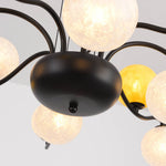 Bubble Glass Chandelier Modern Black Metal Pendant Light for Dining Room