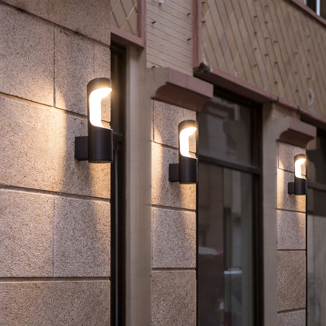 Modern Outdoor Wall Sconce with Adjustable Color Temperature, Black Aluminum