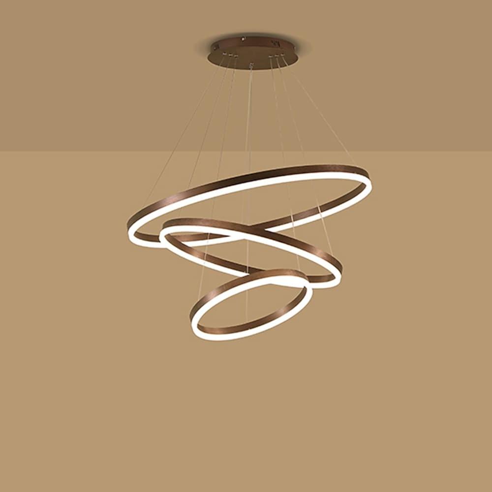 Trio of Illumination: Modern LED Chandelier with Adjustable Rings