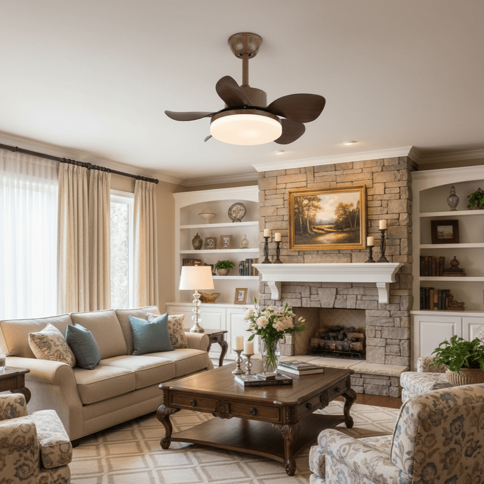 Terra Walnut Ceiling Fan with Integrated LED Light