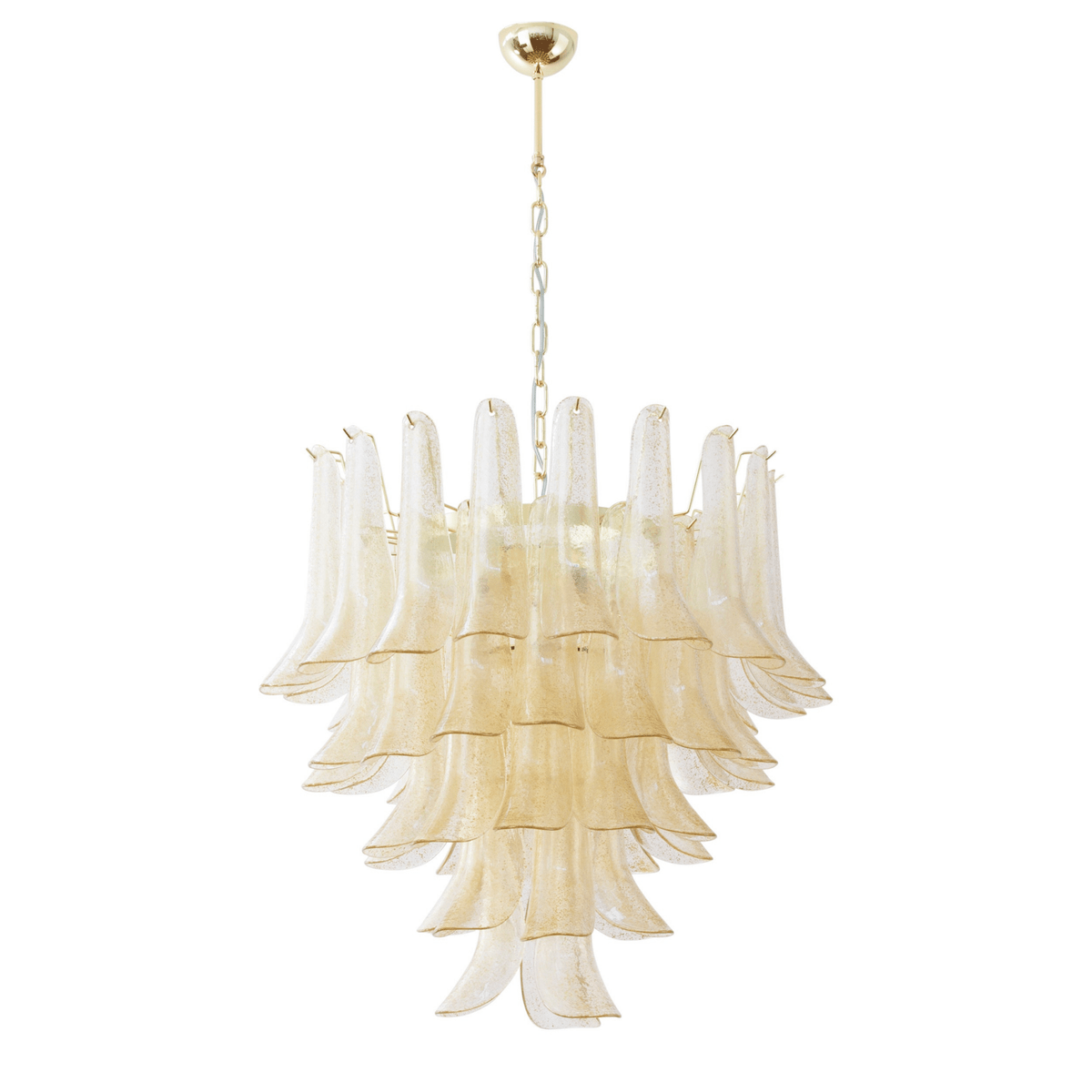Amber Glass Lily Chandelier – Handcrafted Murano Style Pendant Light