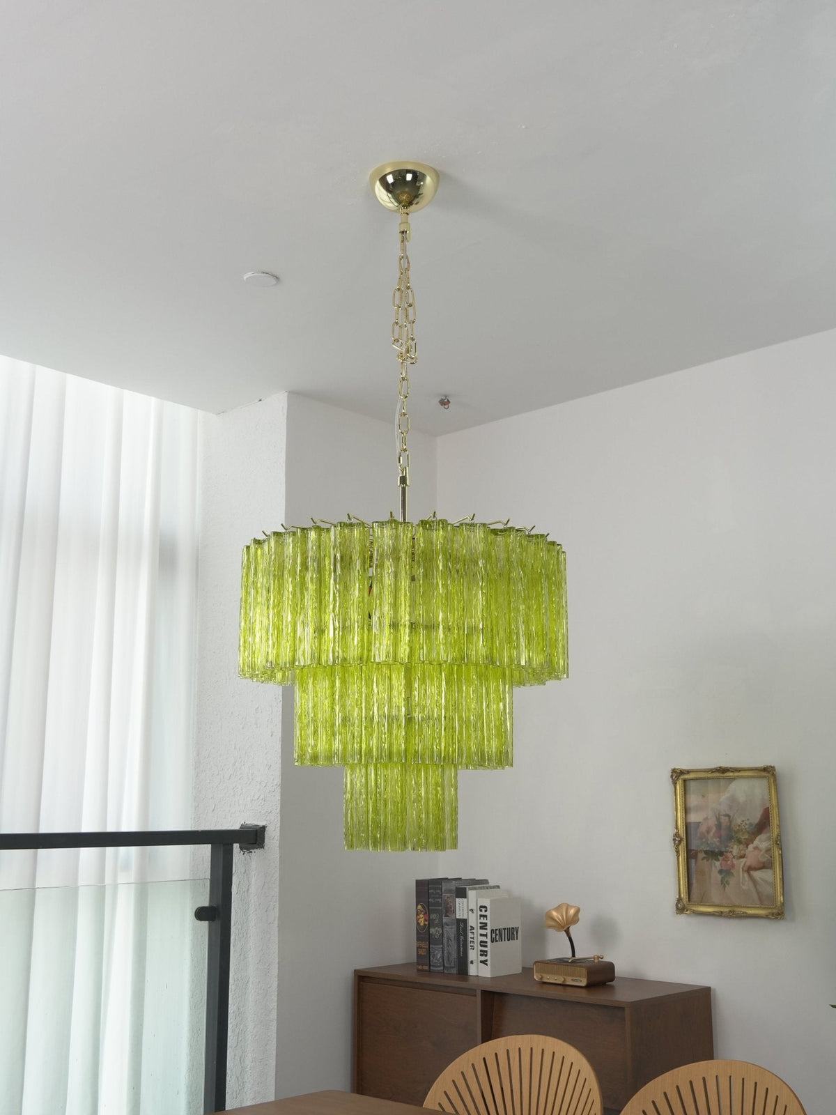 Glacier Tier Chandelier — Hand-Cast Glass Pendant Light in Gold