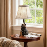 European Style Bear Resin Table Lamp with Fabric Shade