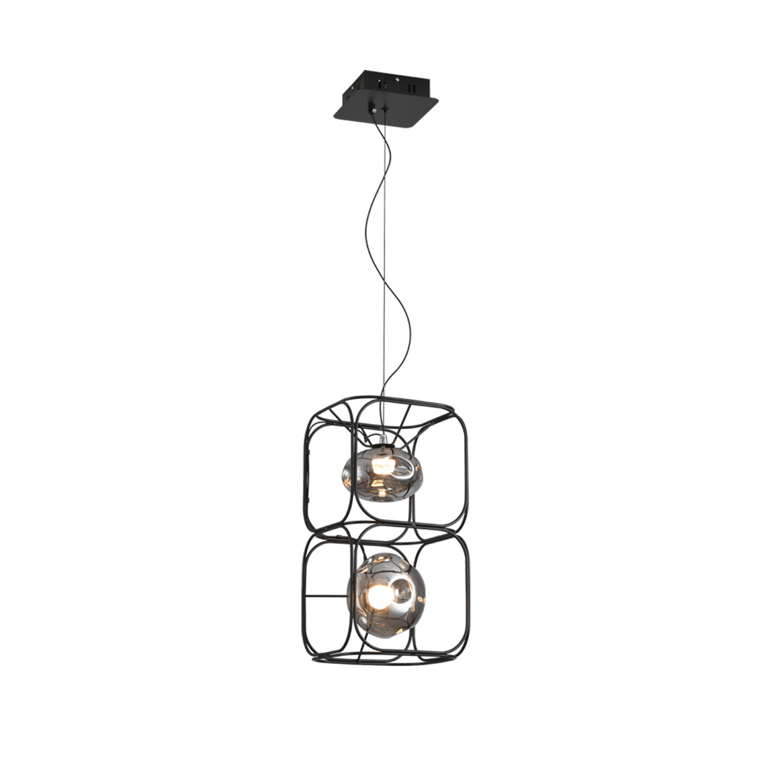Nordic Magic Cube LED Pendant Light – Caged Geometric Glass Shade