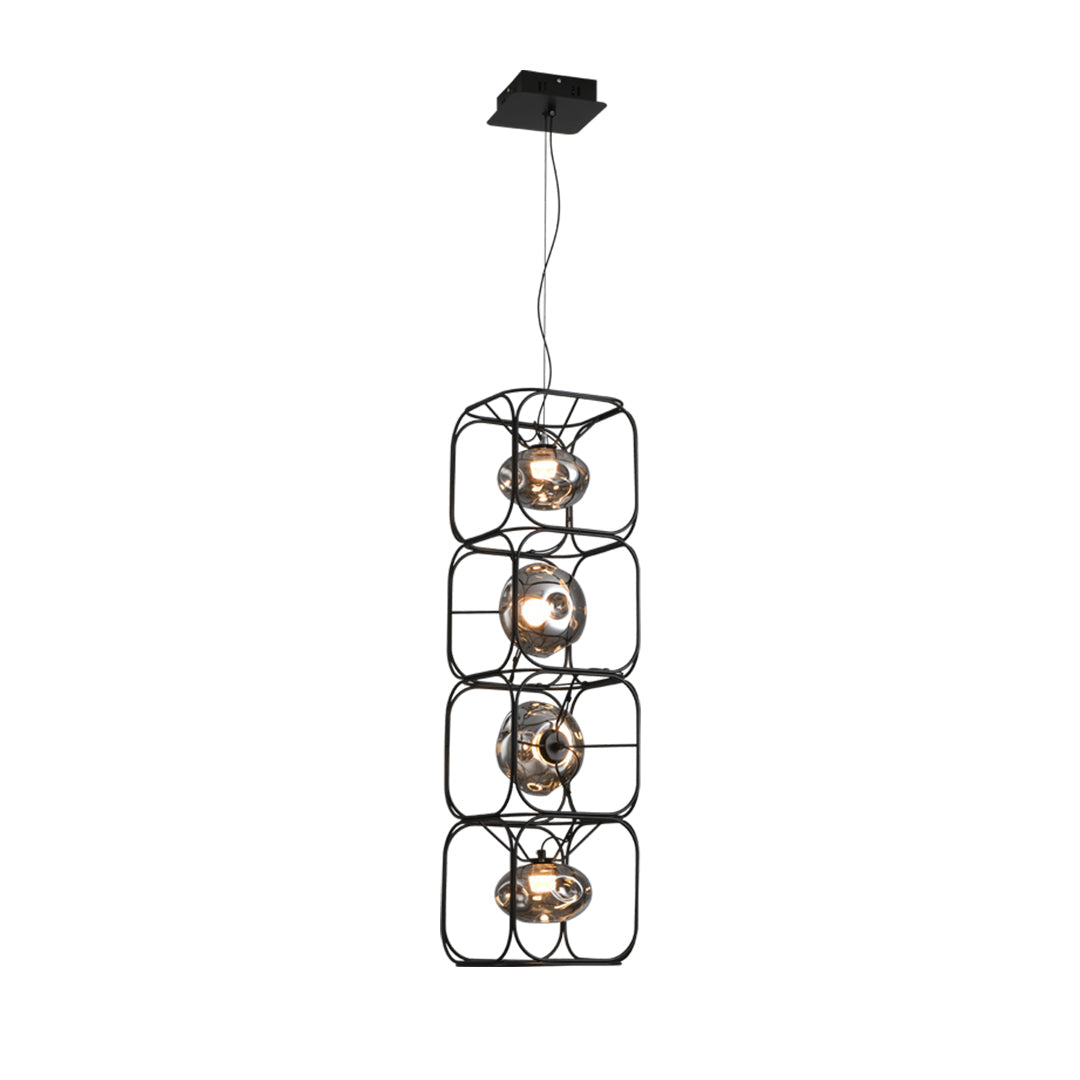 Nordic Magic Cube LED Pendant Light – Caged Geometric Glass Shade