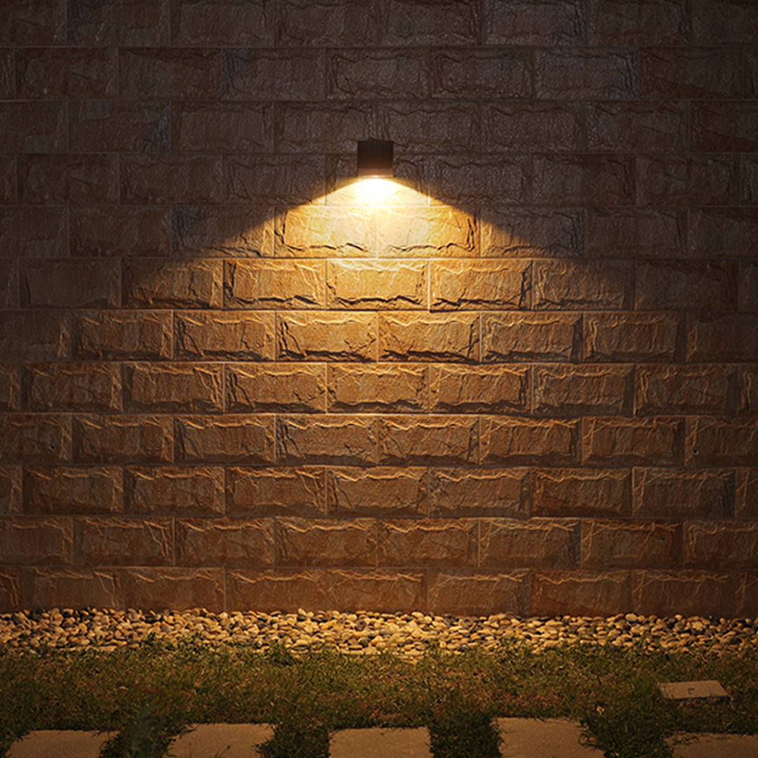 Geometric Outdoor Wall Sconce with Directional LED Light