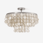 Pearl Shell Semi Flush Mount Ceiling Light, Layered Natural Shell Discs, Chrome Finish, 23.6"