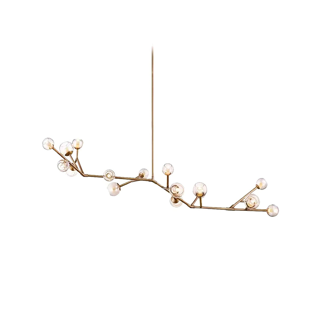 Lunaris Branch Chandelier — Sculptural Brass & Glass Pendant Light