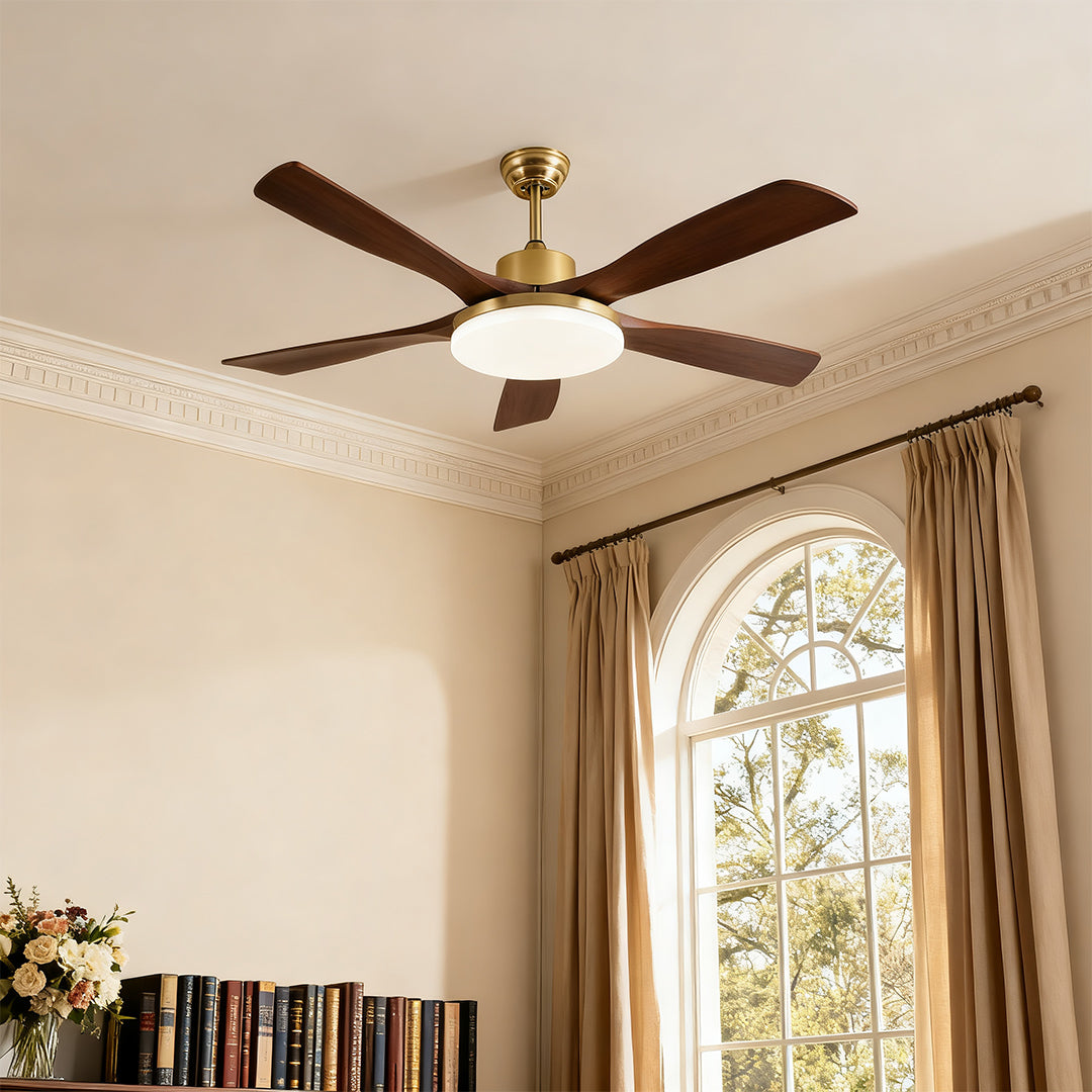 Aurelia Retro Wooden Ceiling Fan with Integrated LED Light and Remote