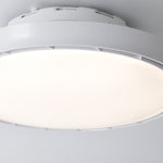 Modern Bladeless Ceiling Fan with Dimmable LED Light, Round Flush Mount in White or Wood Grain