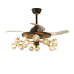 Nordic Crystal Ceiling Fan with 12 Lights and Retractable Blades
