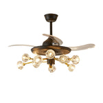 Nordic Crystal Ceiling Fan with 12 Lights and Retractable Blades