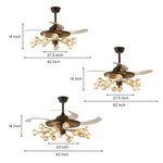 Nordic Crystal Ceiling Fan with 12 Lights and Retractable Blades