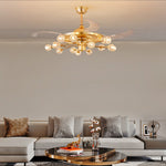 Nordic Crystal Ceiling Fan with 12 Lights and Retractable Blades
