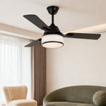 European Retro Ceiling Fan with Fabric Shade and LED Light