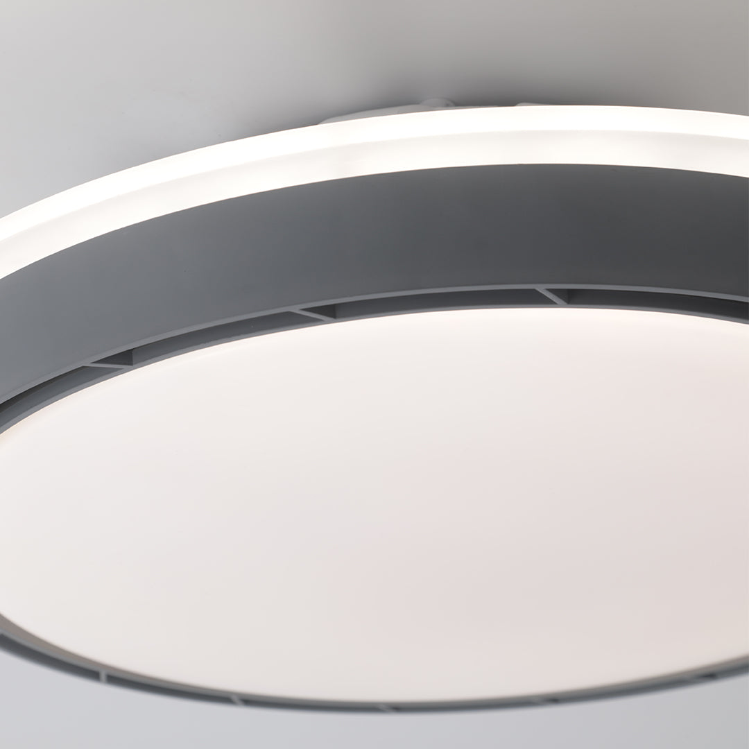 French Retro Ceiling Light with Hidden Fan, Dimmable LED Flush Mount