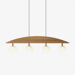 Arvella Arc Chandelier – Modern Wood & Glass Pendant Light for Dining Room