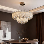 Champagne Gold Crystal Chandelier with Adjustable Chain, French Palace Style Ceiling Light