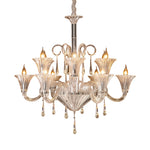 French Art Glass Chandelier with Elegant Hardware, 12 or 18 Lights